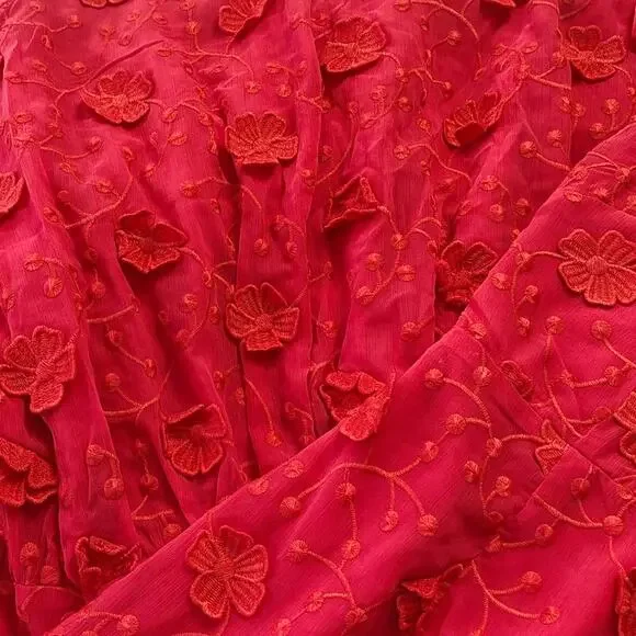 Talulah La Mason Scarlett Ruffle Floral 3D Flowers V-Neck Dress Size XS NEW Red - Picture 3 of 6
